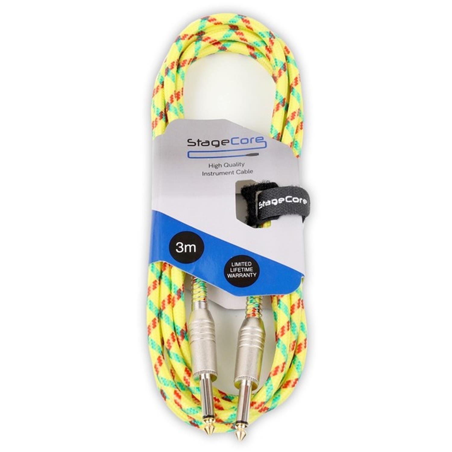 Stagecore Core120 3m Yellow Braided Jack to Jack Lead - DY Pro Audio