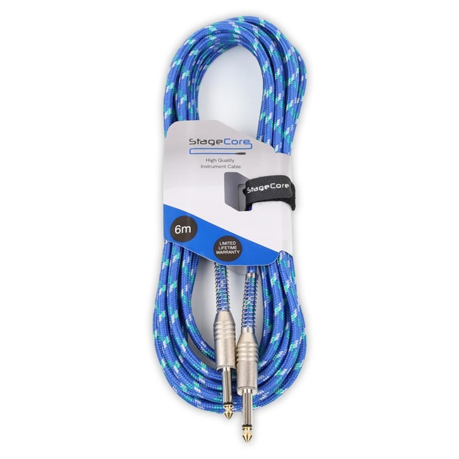 Stagecore Core120 6m Blue Braided Jack to Jack Lead - DY Pro Audio