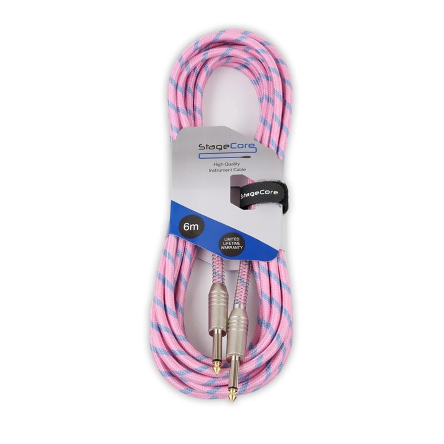 Stagecore Core120 6m Pink Braided Jack to Jack Lead - DY Pro Audio