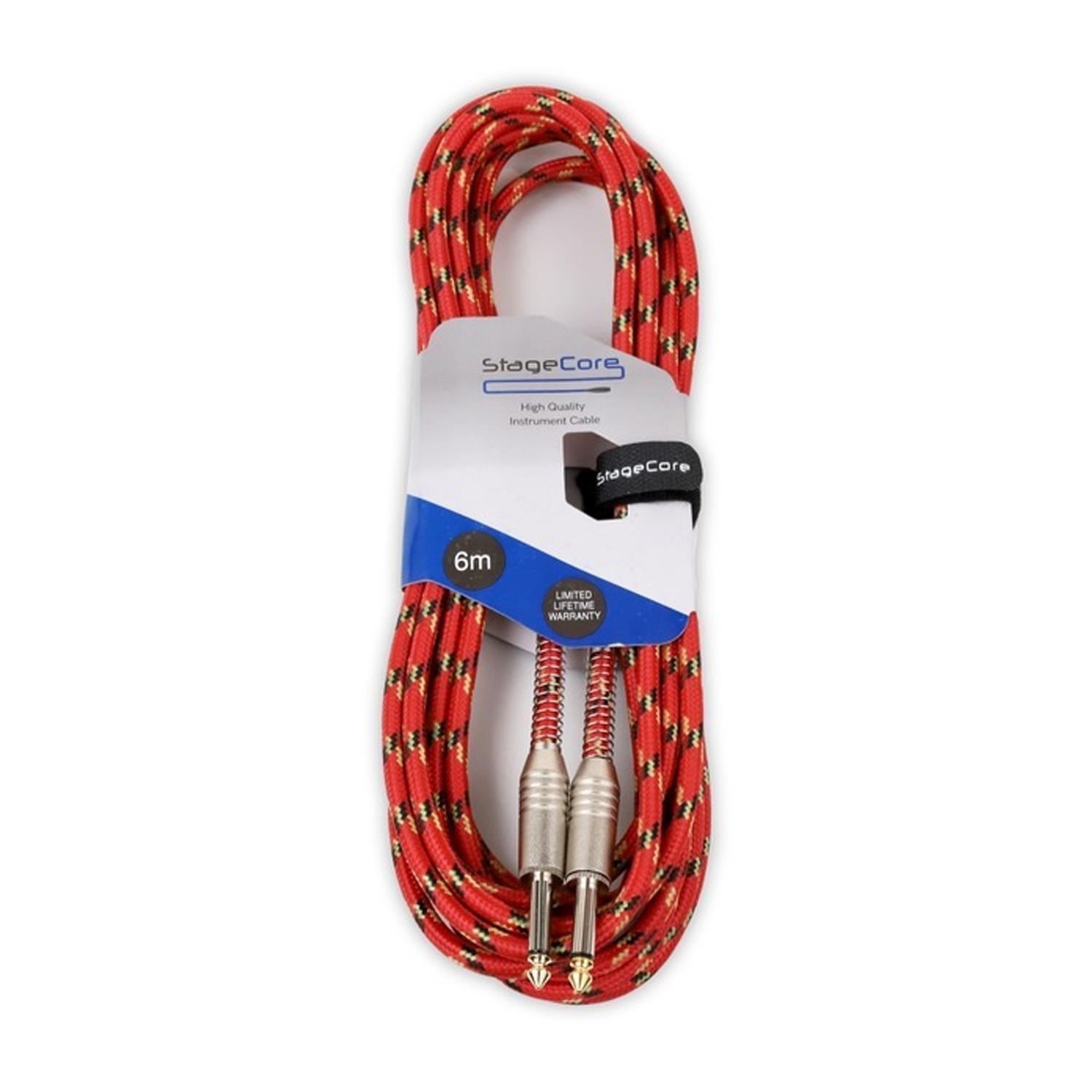Stagecore Core120 6m Red Braided Jack to Jack Lead - DY Pro Audio