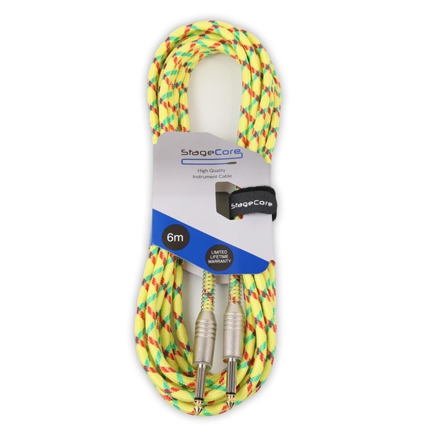 Stagecore Core120 6m Yellow Braided Jack to Jack Lead - DY Pro Audio