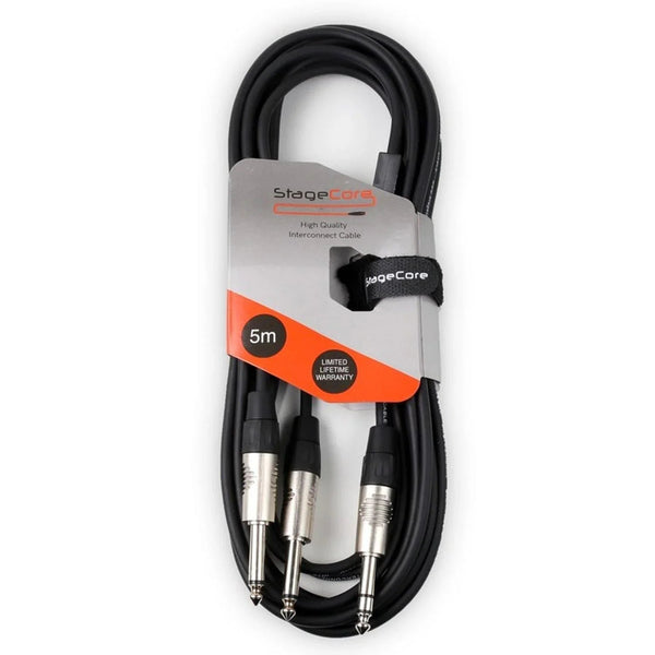 Stagecore iCore 210 5m 2x Twin Mono Jack to Stereo Jack Plug - DY Pro Audio