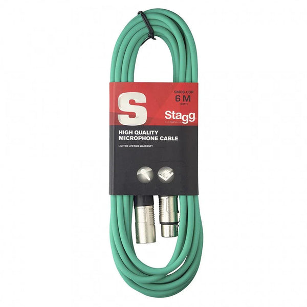 Stagg 6m Microphone XLR Cable Green - DY Pro Audio