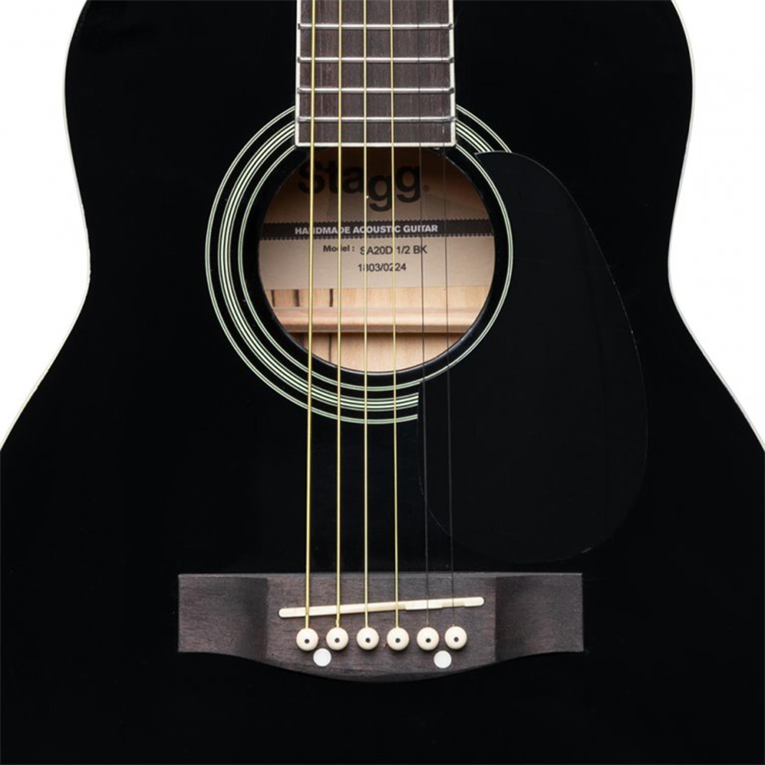 Stagg SA20D 1/2 BK 1/2 Black Dreadnought Acoustic Guitar - DY Pro Audio