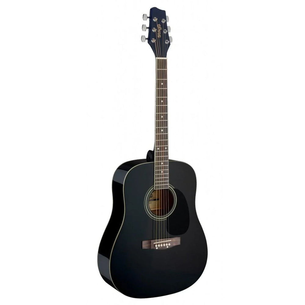 Stagg SA20D BLK Black Dreadnought Acoustic Guitar with Basswood Top