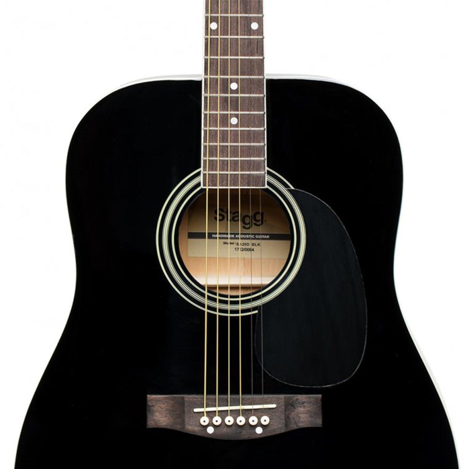 Stagg SA20D BLK Black Dreadnought Acoustic Guitar with Basswood Top - DY Pro Audio