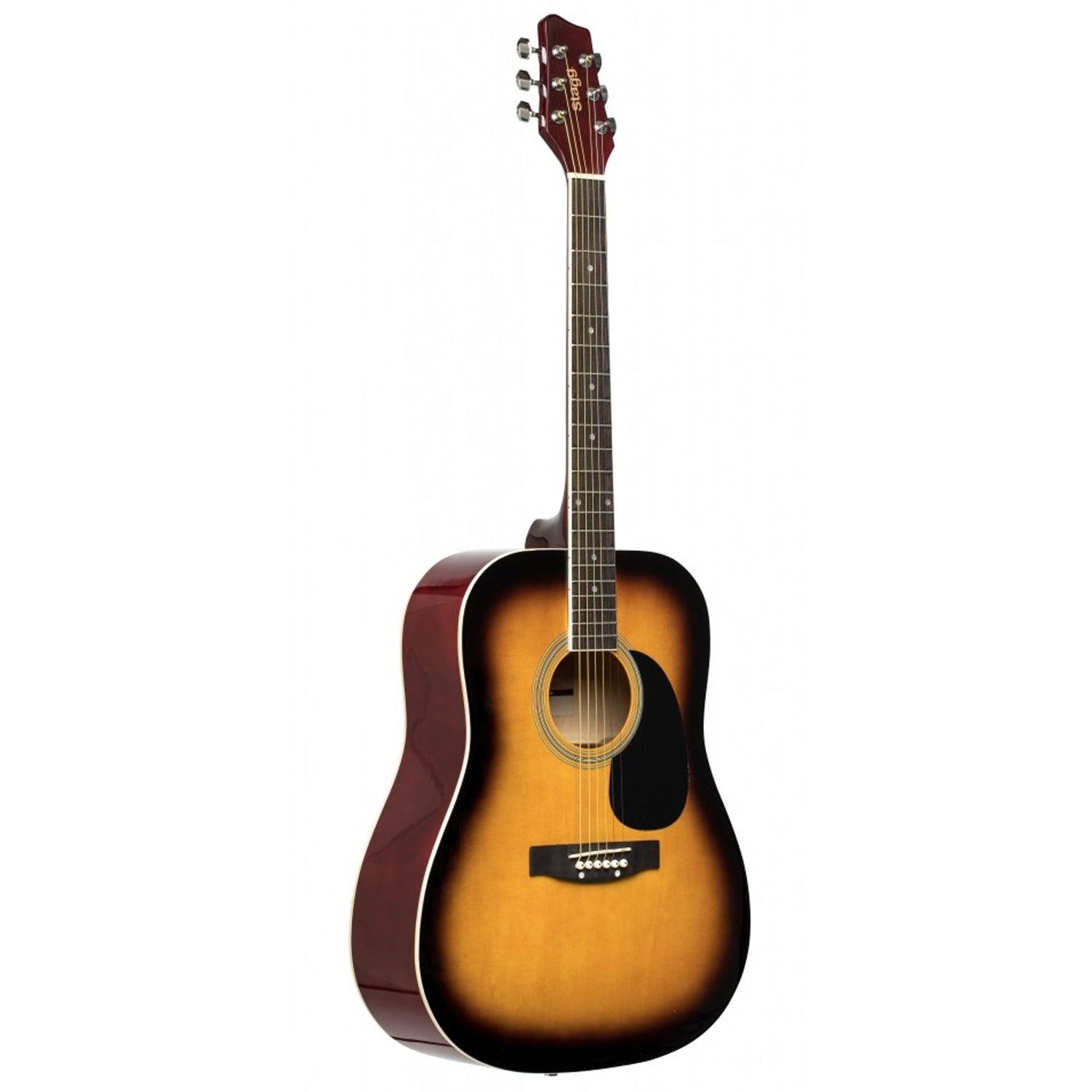 Stagg SA20D SNB Sunburst Dreadnought Acoustic Guitar with Basswood Top - DY Pro Audio