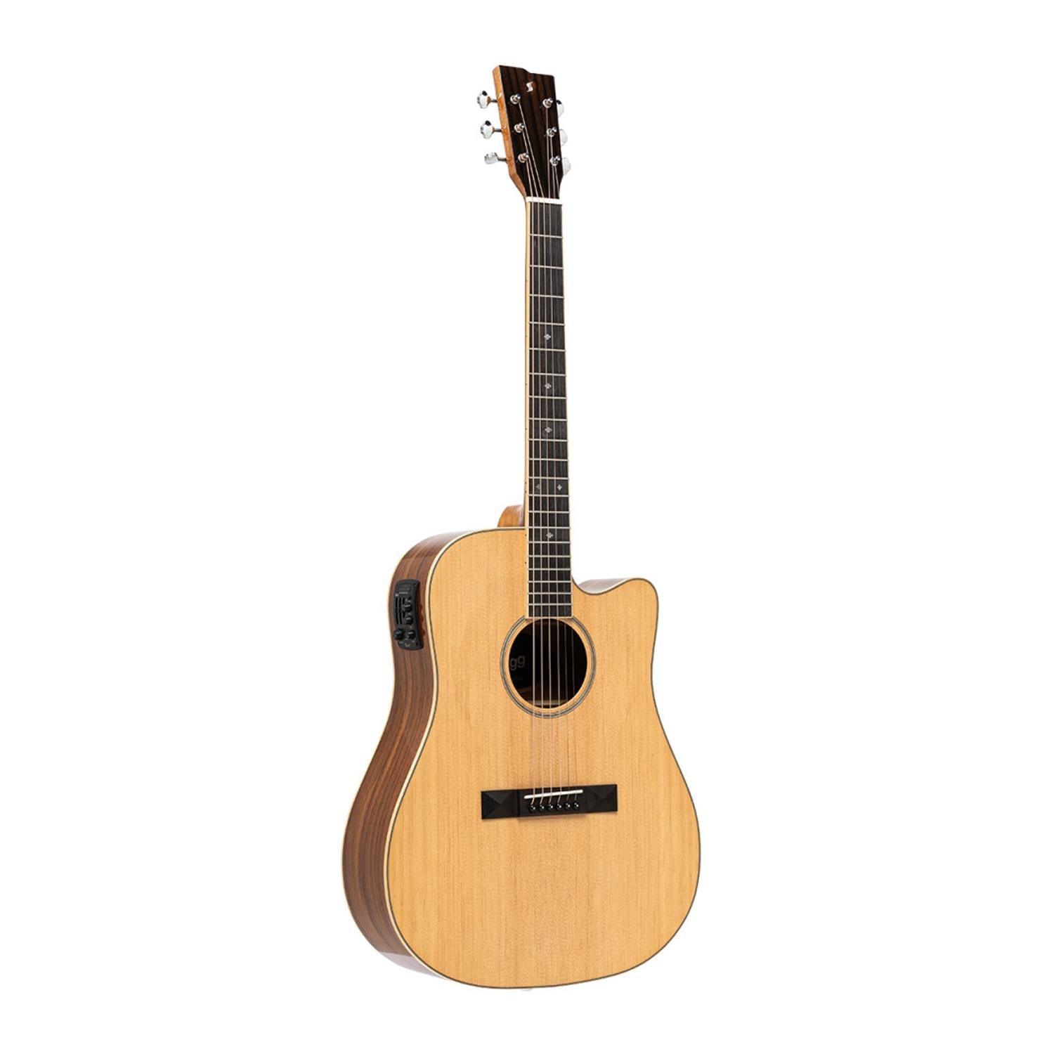 Stagg SA45 DCE-AC Series 45 Natural Dreadnought Acoustic-Electric Guitar - DY Pro Audio