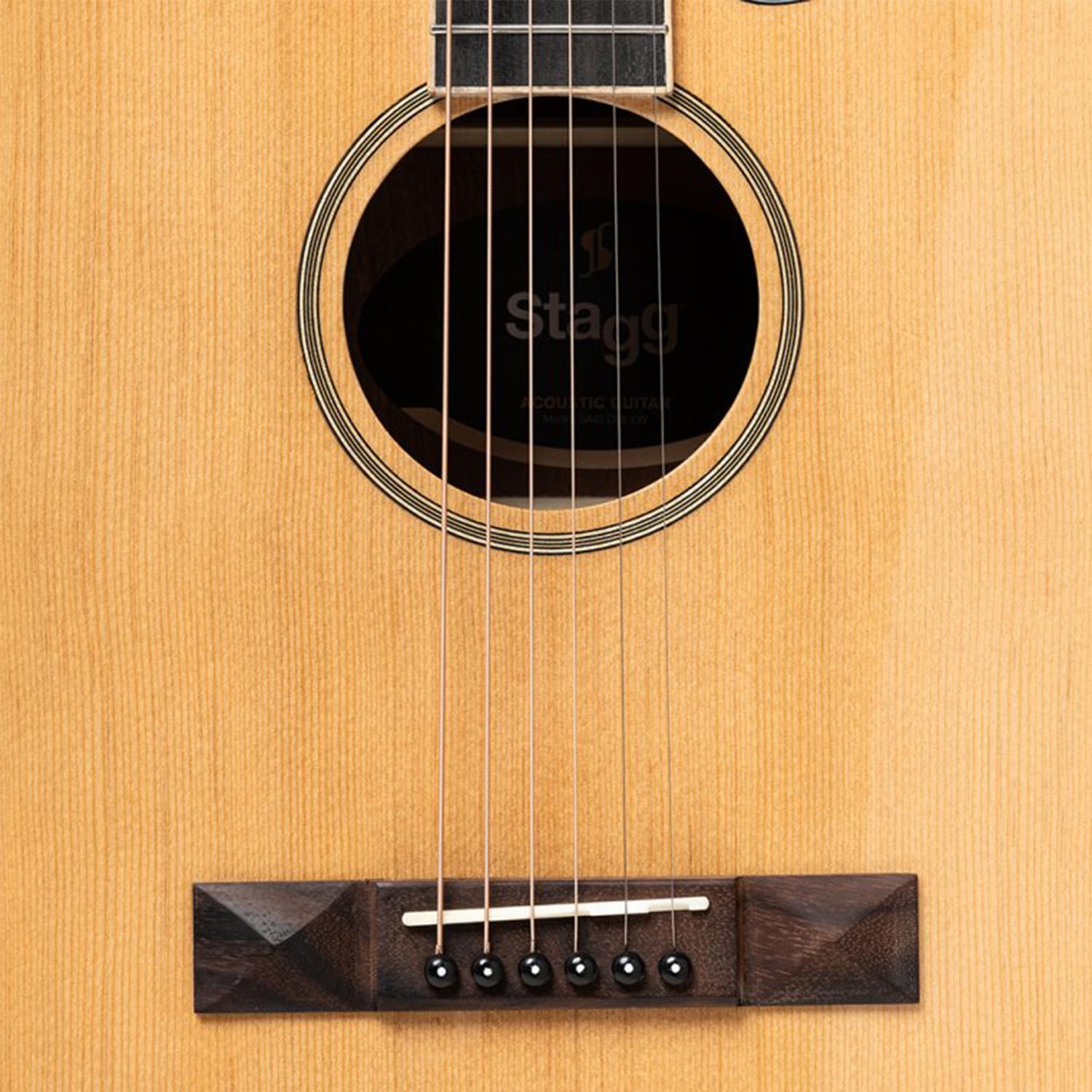 Stagg SA45 DCE-LW Series 45 Natural Dreadnought Cutaway Acoustic Guitar with Spruce Top - DY Pro Audio