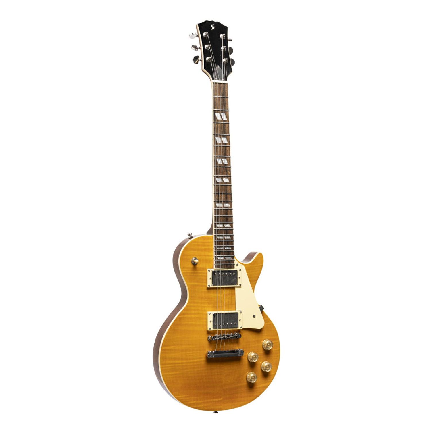 Stagg SEL-DLX HONEY Deluxe Series Electric Guitar solid Mahogany with AAA Flamed Maple Top - DY Pro Audio