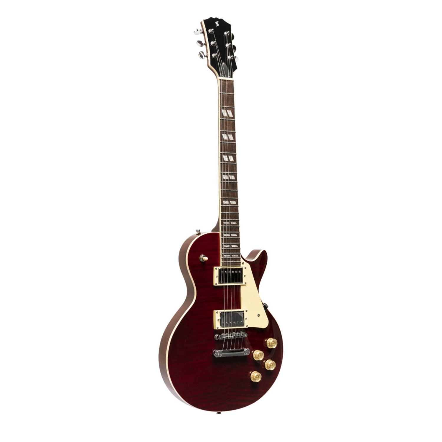 Stagg SEL-DLX W RED Deluxe Series Electric Guitar solid Mahogany with AAA Flamed Maple Top - DY Pro Audio