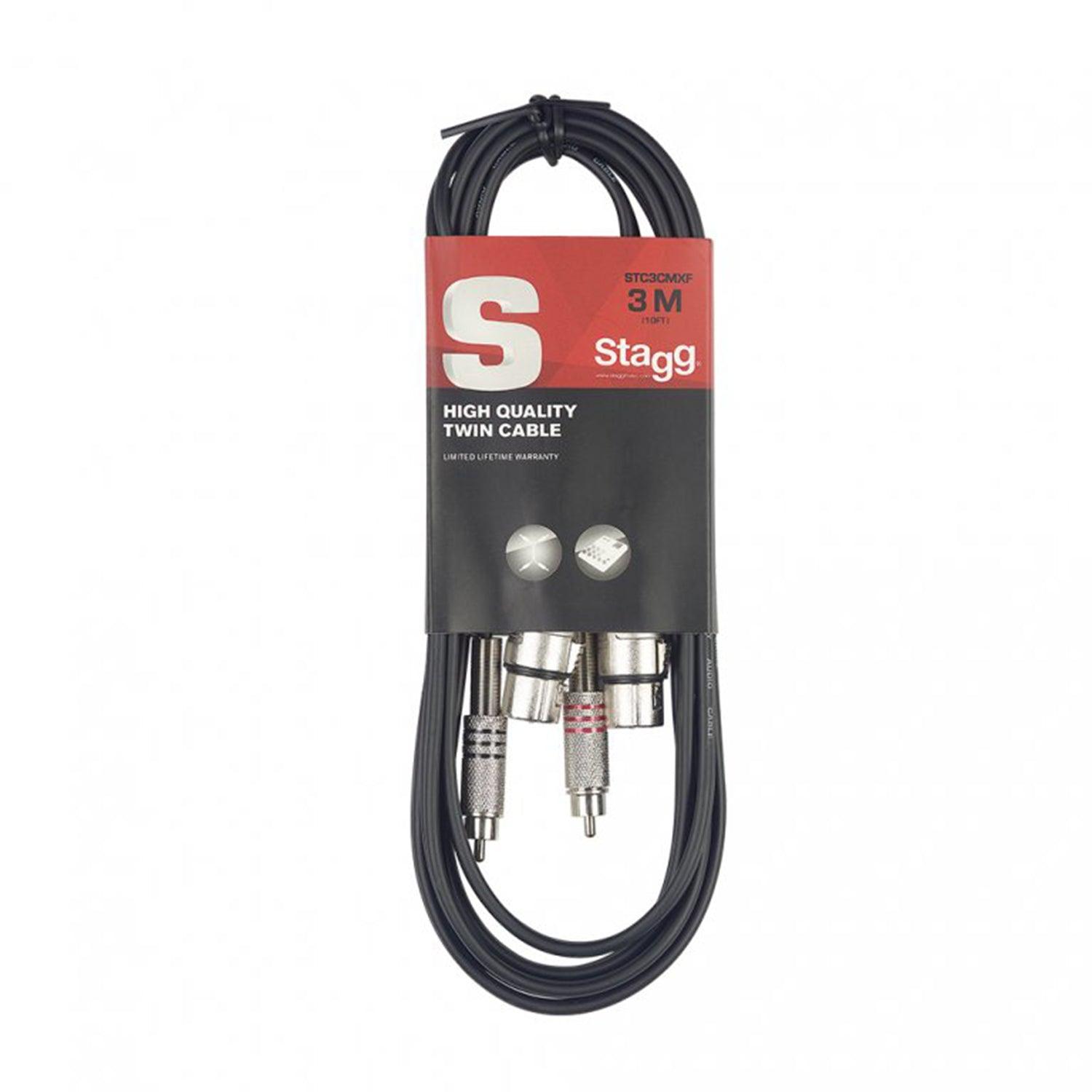 Stagg STC3CMXF Twin RCA Male to 2x XLR Female Cable - DY Pro Audio