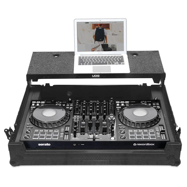 UDG Ultimate Flight Case Pioneer DDJ-FLX10 Black Plus (Laptop Shelf + Wheels) - DY Pro Audio