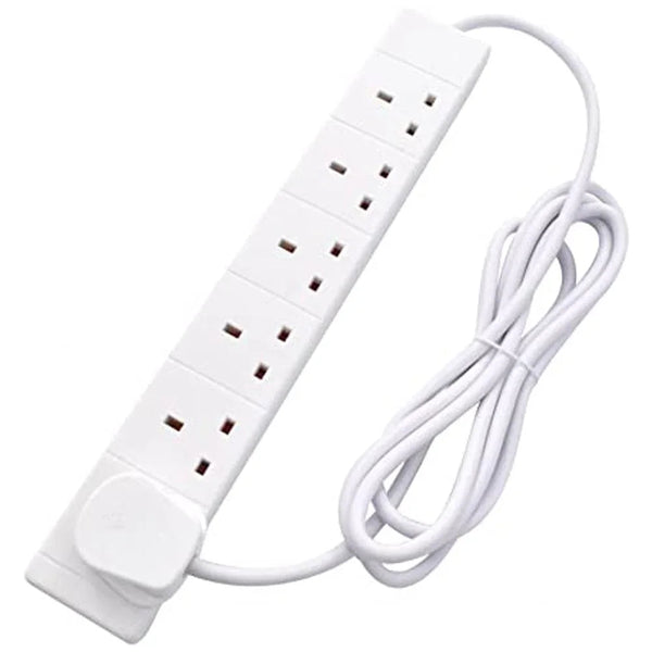 White 6 Gang 2m Extension Lead - DY Pro Audio
