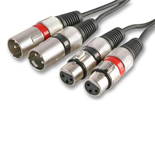 1.2m 2 x Male XLR to 2 x Female XLR Cable / Twin XLR Male to Twin XLR Female - DY Pro Audio