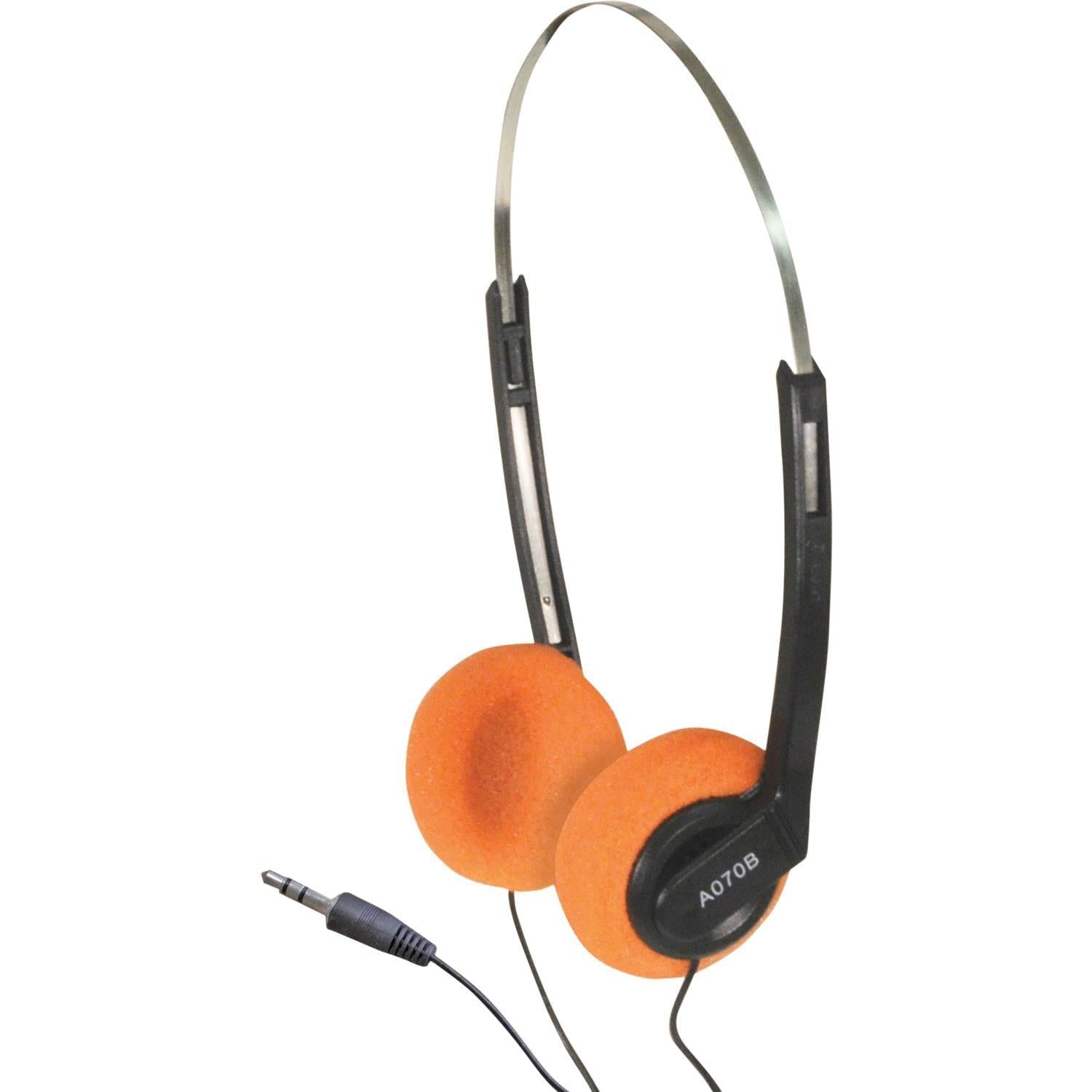 10 x Soundlab Lightweight Stereo Headphones with Orange Pads - DY Pro Audio