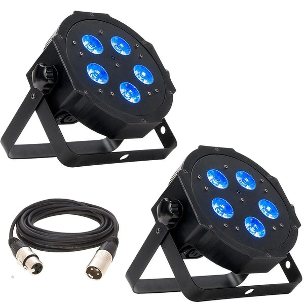 2 x ADJ Mega Hex LED Par Can DMX with DMX Cable