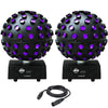 2 x ADJ STARBURST Rotating Retro Party Mirror Ball LED UV DJ Club & DMX Leads - DY Pro Audio