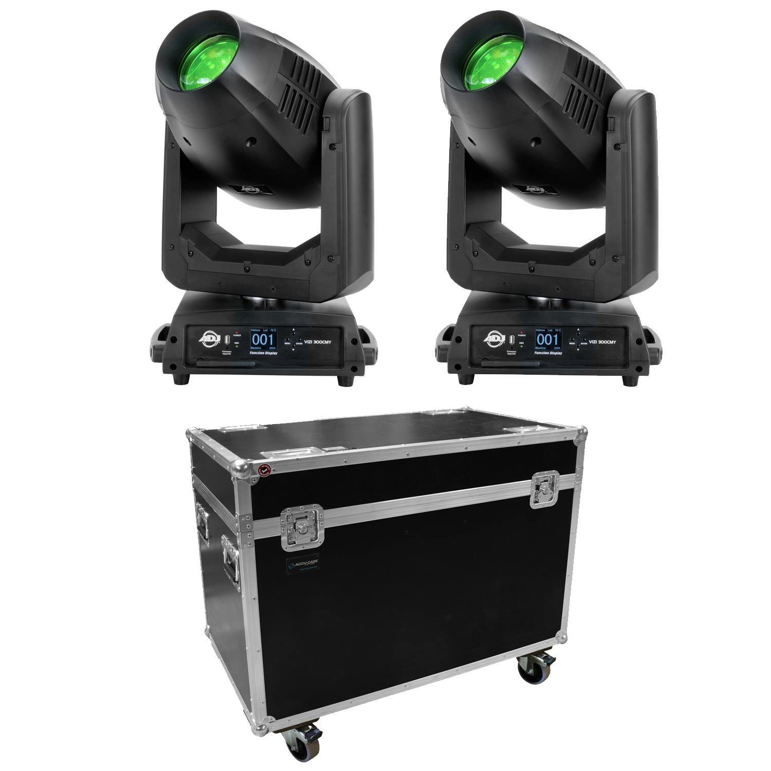 2 x ADJ Vizi CMY300 Hybrid 300W LED with Flight Case - DY Pro Audio