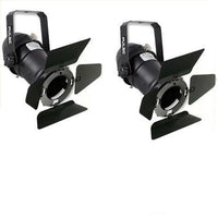 2 x Black Pulse PAR16 Birdie Can 230v Parcan Lantern DJ Spotlight WITH BARN DOORS - DY Pro Audio