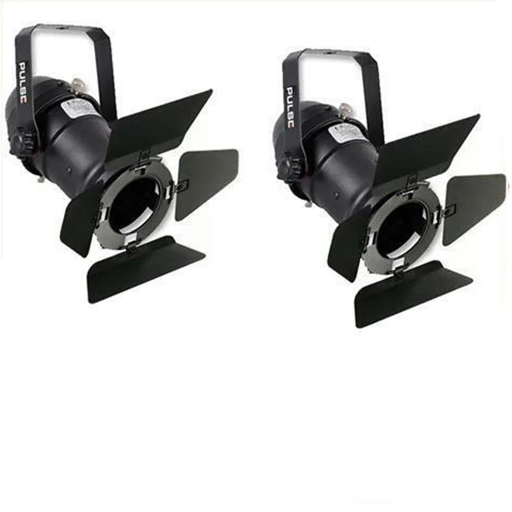 2 x Black Pulse PAR16 Birdie Can 230v Parcan Lantern DJ Spotlight WITH BARN DOORS - DY Pro Audio