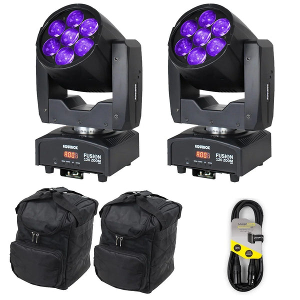 2 x Equinox Fusion 120 Zoom MKII With Carry Bags - DY Pro Audio