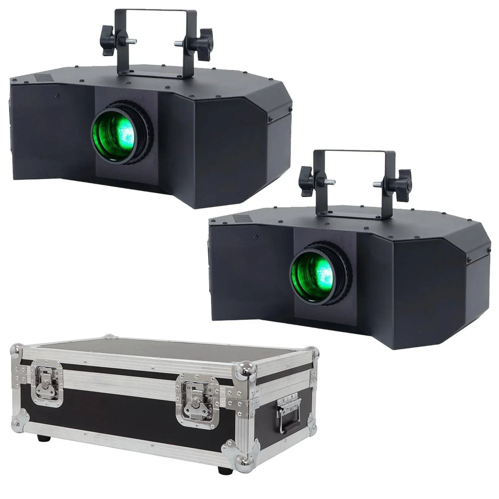 2 x Equinox Helix 100w Gobo Flower Black with Flight Case - DY Pro Audio