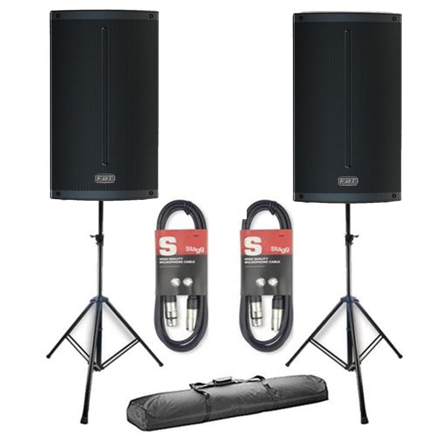 2 x FBT X-Lite 112A with Stands & Cables - DY Pro Audio