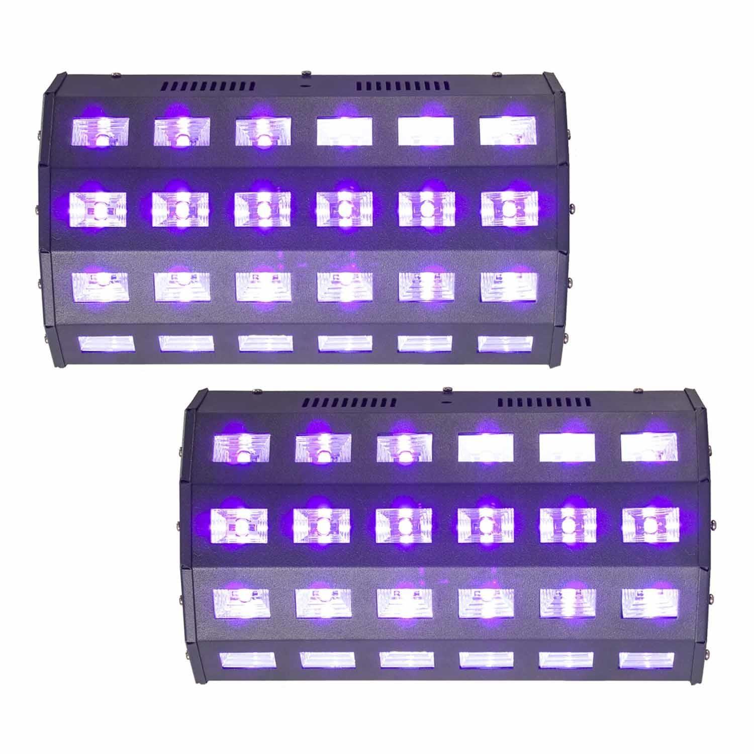 2 x Ibiza LED-UV24 UV LED Flood Light - DY Pro Audio