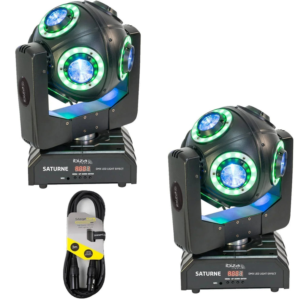 2 x Ibiza SATURNE 8 x 10w 4 in 1 RGBW Moving Head - DY Pro Audio