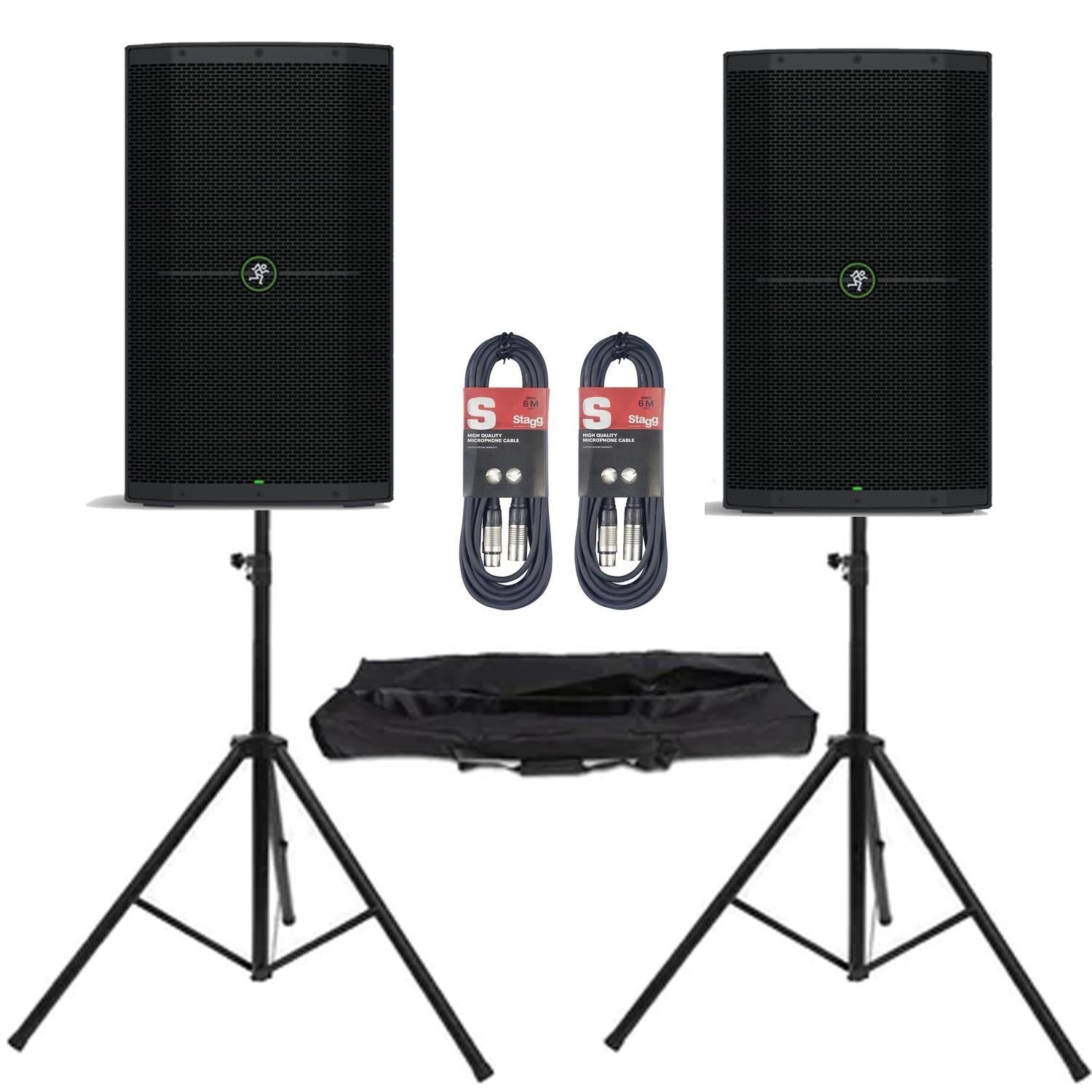 2 x Mackie Thump 212 Active Speaker With Stands & Cables Bundle - DY Pro Audio