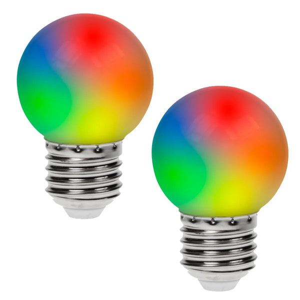 2 x Prolite 0.5W LED Polycarbonate Golf Ball Lamp, ES RGB Colour Changing