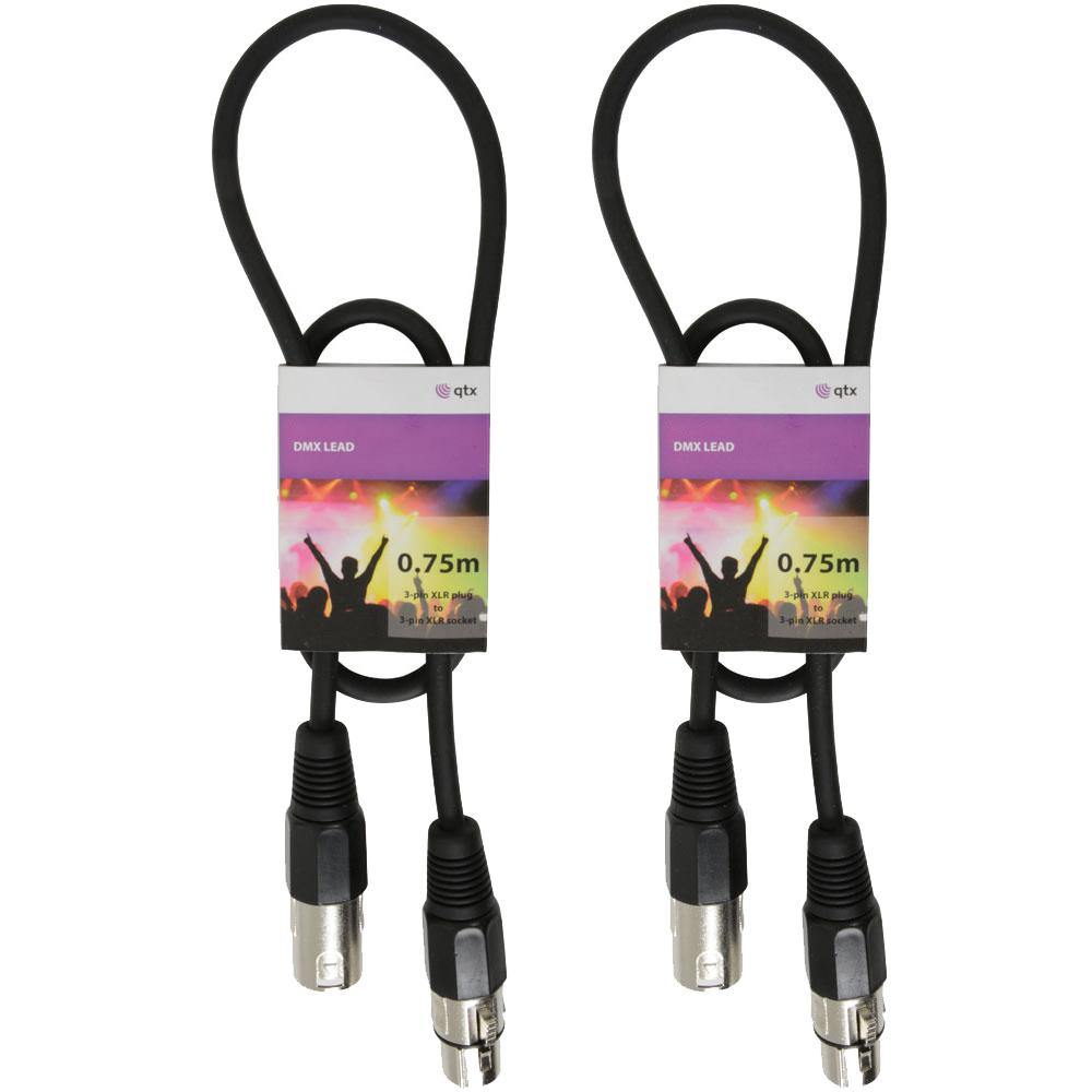2 x QTX 0.75M DMX Lighting Cables - DY Pro Audio