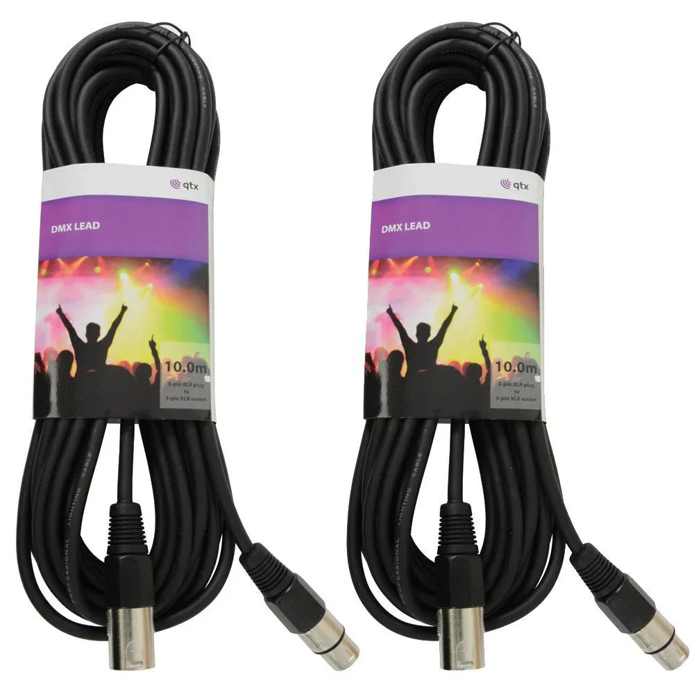 2 x QTX 6M DMX Lighting Cables - DY Pro Audio