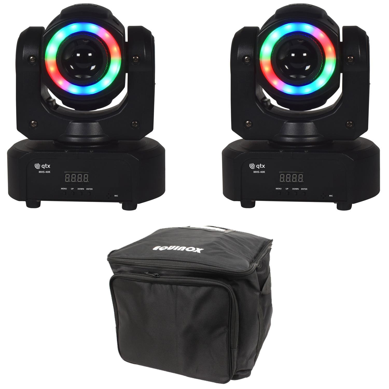 2 x QTX MHS-40K 40w Kaleidoscope LED Moving Head with Carry Bag - DY Pro Audio