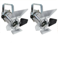 2 x Silver Pulse PAR16 Birdie Can 230v Parcan Lantern Spotlight With Barn Doors - DY Pro Audio