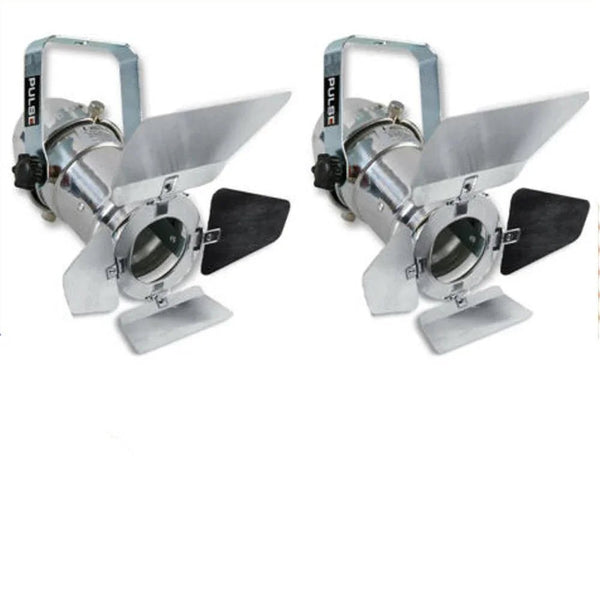 2 x Silver Pulse PAR16 Birdie Can 230v Parcan Lantern Spotlight With Barn Doors