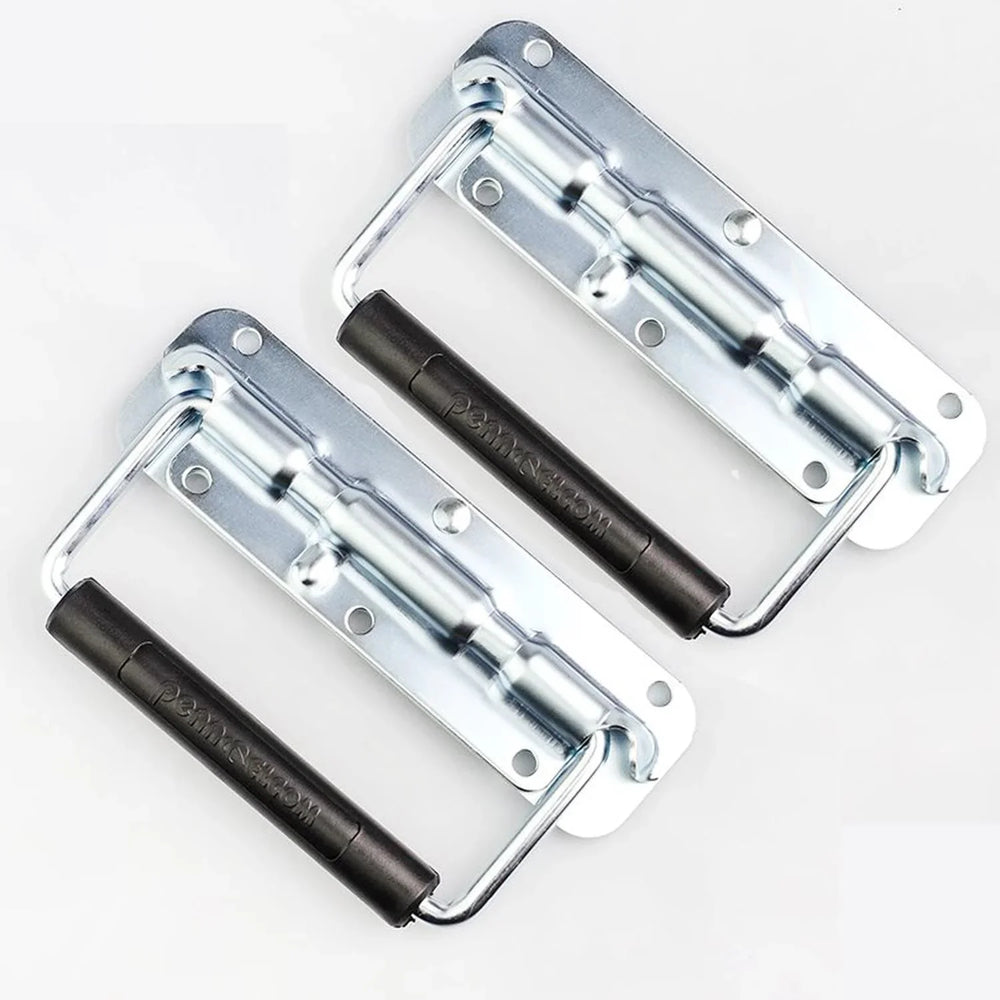 2 x Silver Steel Sprung Drop Handle for Flight Case or Speaker Cabinet, Flight Cases