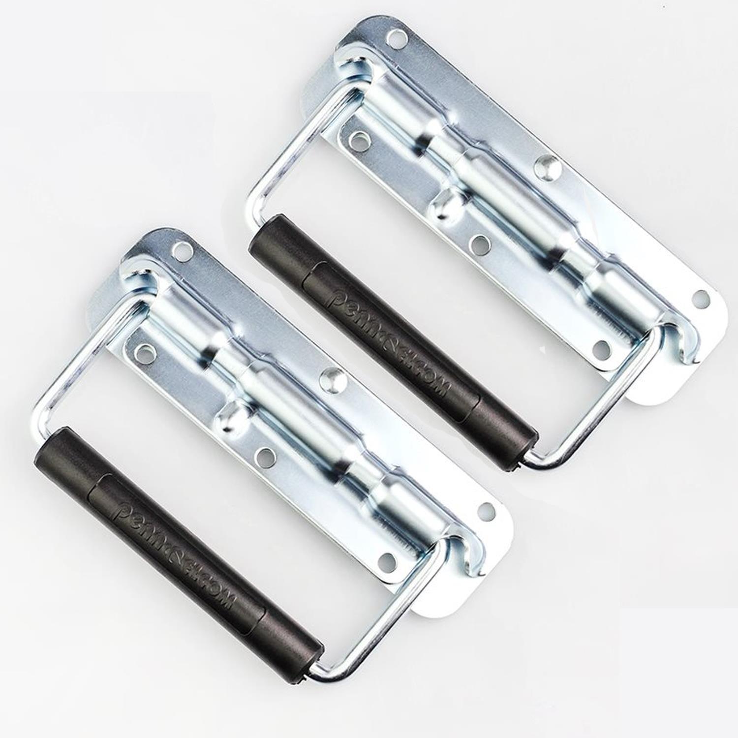 2 x Silver Steel Sprung Drop Handle for Flight Case or Speaker Cabinet, Flight Cases - DY Pro Audio