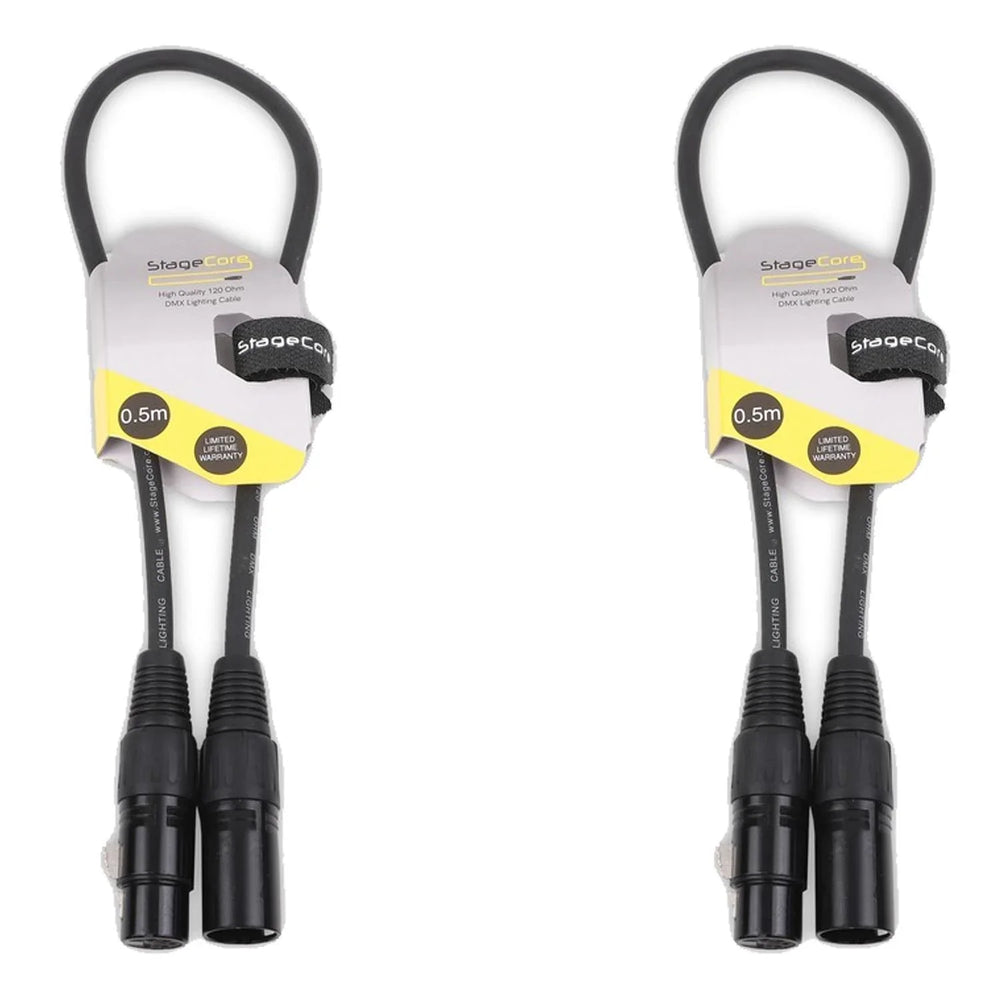 2 x StageCore 0.5M DMX Lead Cable