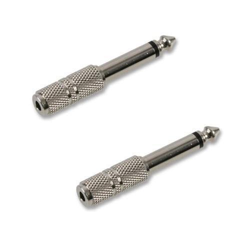 2x Metal 3.5mm Stereo Socket to 6.35mm 1/4 inch Mono Jack Plug Adapter - DY Pro Audio