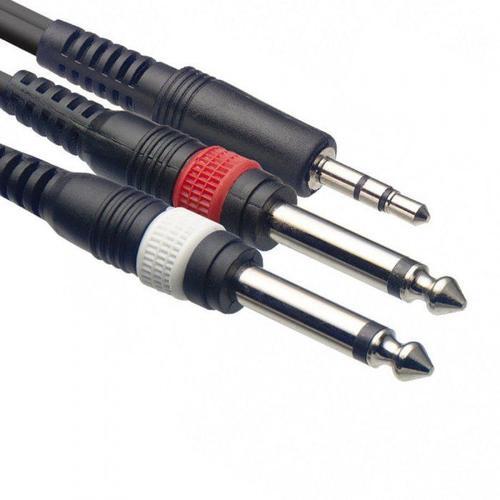 3.5mm Mini Stereo Jack to 2x 6.35mm 1/4" Mono Male Plugs Cable 1m | SYC1/MPSB2P E - DY Pro Audio