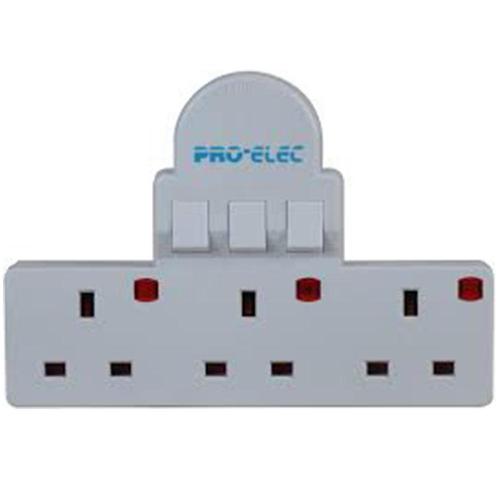 3 Gang Switched Socket Adapter Extender 13amp Wall Socket Extension Plug - DY Pro Audio