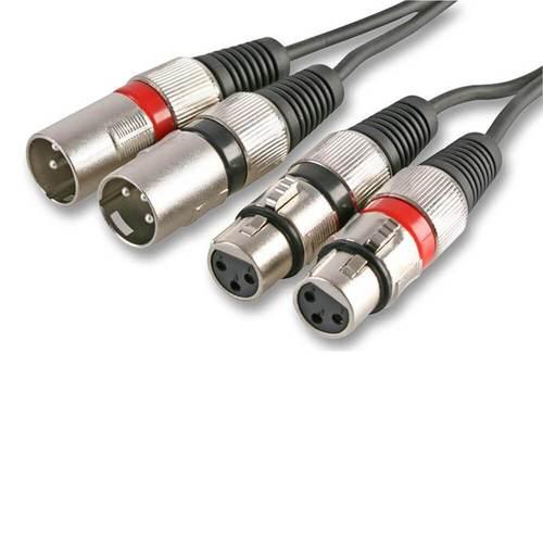 Parallel Xlr 3m 2 x Male XLR to 2 x Female XLR Cable / Twin XLR Male to Twin XLR ...