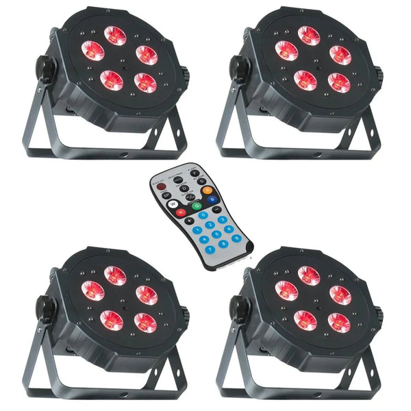 4 x ADJ Mega Tripar Profile Plus LED Par Cans with Remote Control