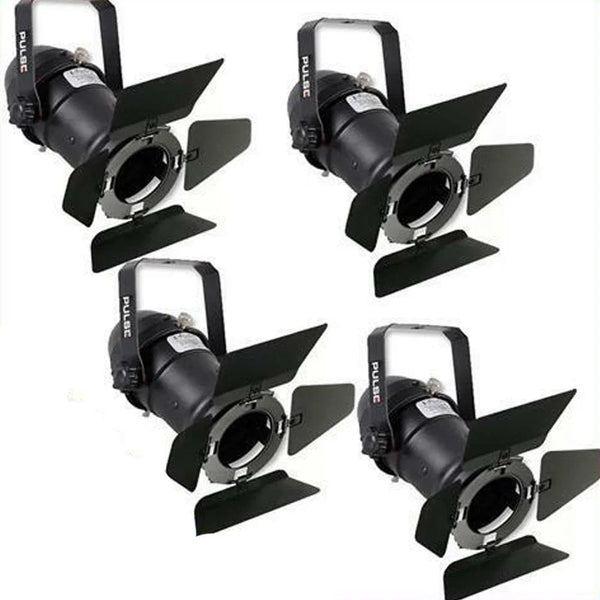 4 x Black Pulse PAR16 Birdie Can 230v Parcan Lantern DJ Spotlight WITH BARN DOORS