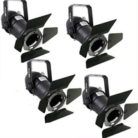 4 x Black Pulse PAR16 Birdie Can 230v Parcan Lantern DJ Spotlight WITH BARN DOORS - DY Pro Audio