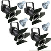 4 x Black Pulse PAR16 Birdie Can 230v Parcan Lantern Spotlight BARN DOORS & Bulb