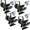 4 x Black Pulse PAR16 Birdie Can 230v Parcan Lantern Spotlight BARN DOORS & Bulb