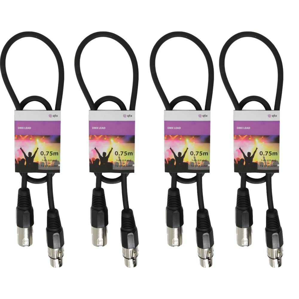 4 x QTX 0.75M DMX Lighting Cables - DY Pro Audio